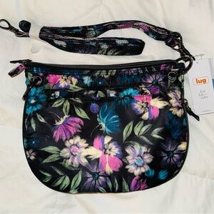 Lug Women's Crossbody Bag - Black with Floral Design